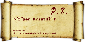Páger Kristóf névjegykártya