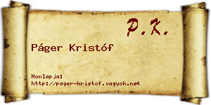 Páger Kristóf névjegykártya